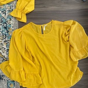 Silky mustard yellow blouse size medium